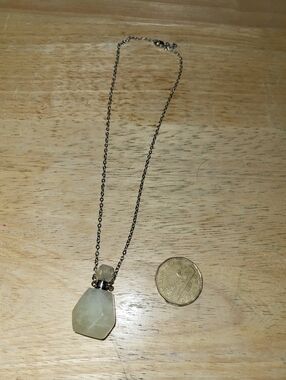 Silver Tone Citrine Bottle Necklace